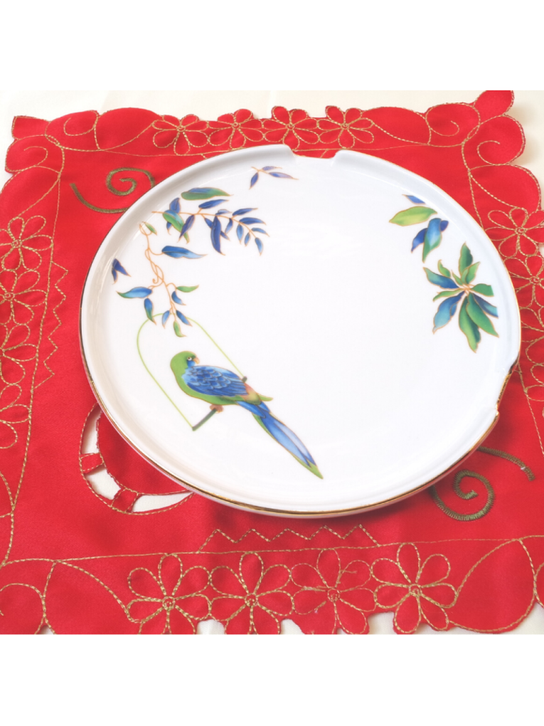 Red Hollow Flower Embroidered Coaster Placemat