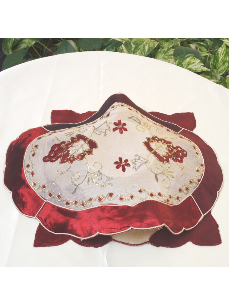 Hand embroidered grape gold thread tablecloth cover cloth coaster
