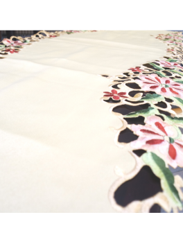 Embroidered Cutout Flower Table Runner Cover